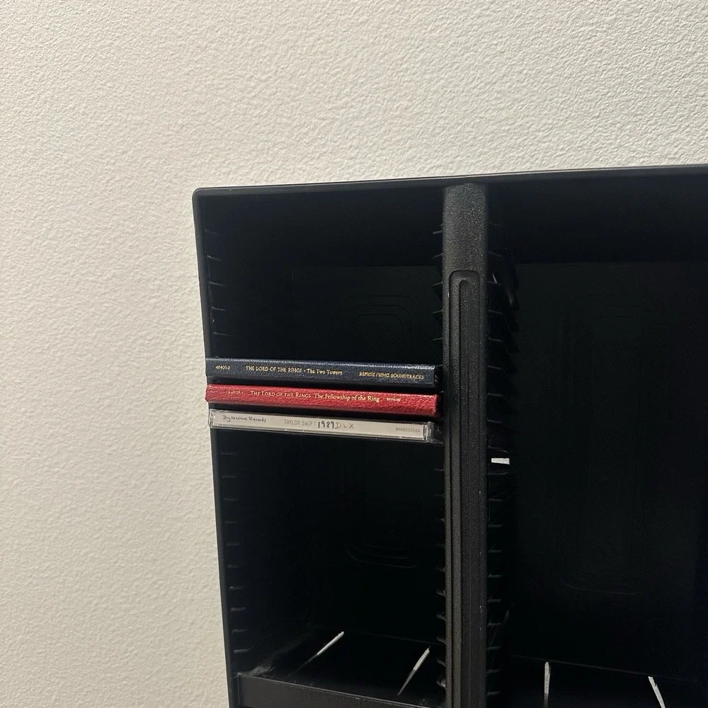 Vtg Alpha Twin Double Row Tower 120 CD Holder Compact Disc Storage Black Stand
